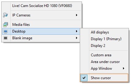 This option is available under the “Desktop” submenu in our list of video sources.