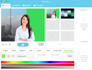 ManyCam 4.2 for Mac UI with chroma key/green screen
