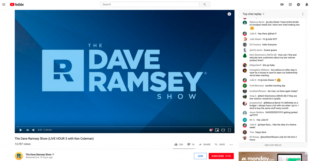 Dave Ramsey - Daily live show on social media