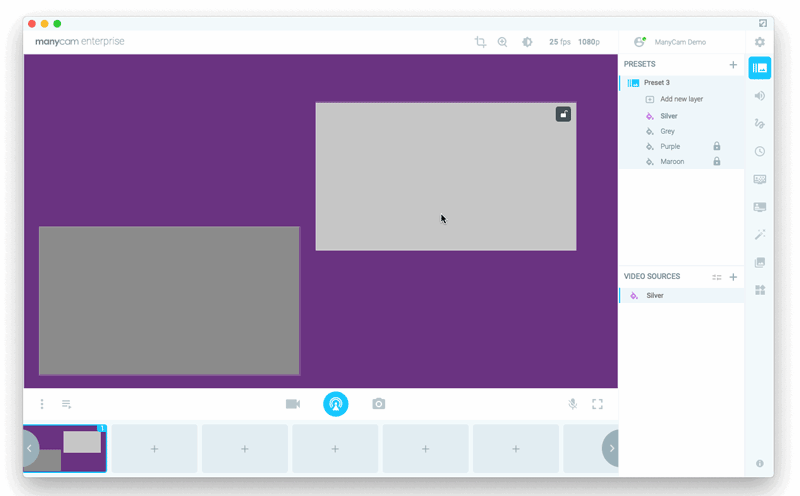 Layers functions with guidelines on ManyCam