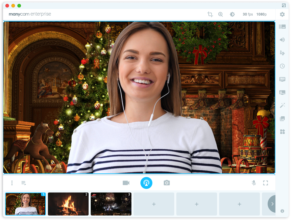 Fun video call with virtual background for holiday season