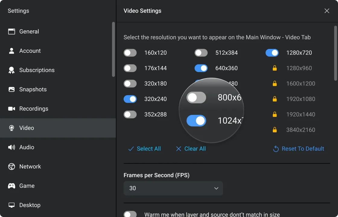 Direct Camera Settings Control